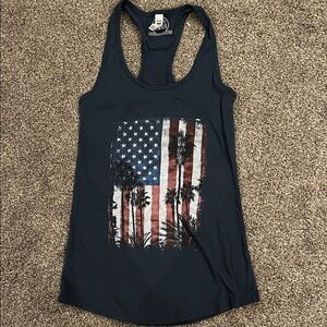 Patriotic Navy Tank Top with Graphic Design